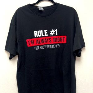 Delta Men’s Black Graphic Logo Humor Sarcasm Rules XL T-Shirt I’m Always Right